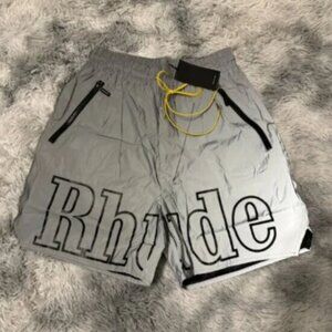 Rhude Silver Reflective Athletic Shorts Size Large